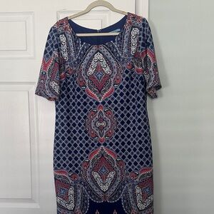 ANTONIO MELANI Blue and Red Paisley Midi Dress